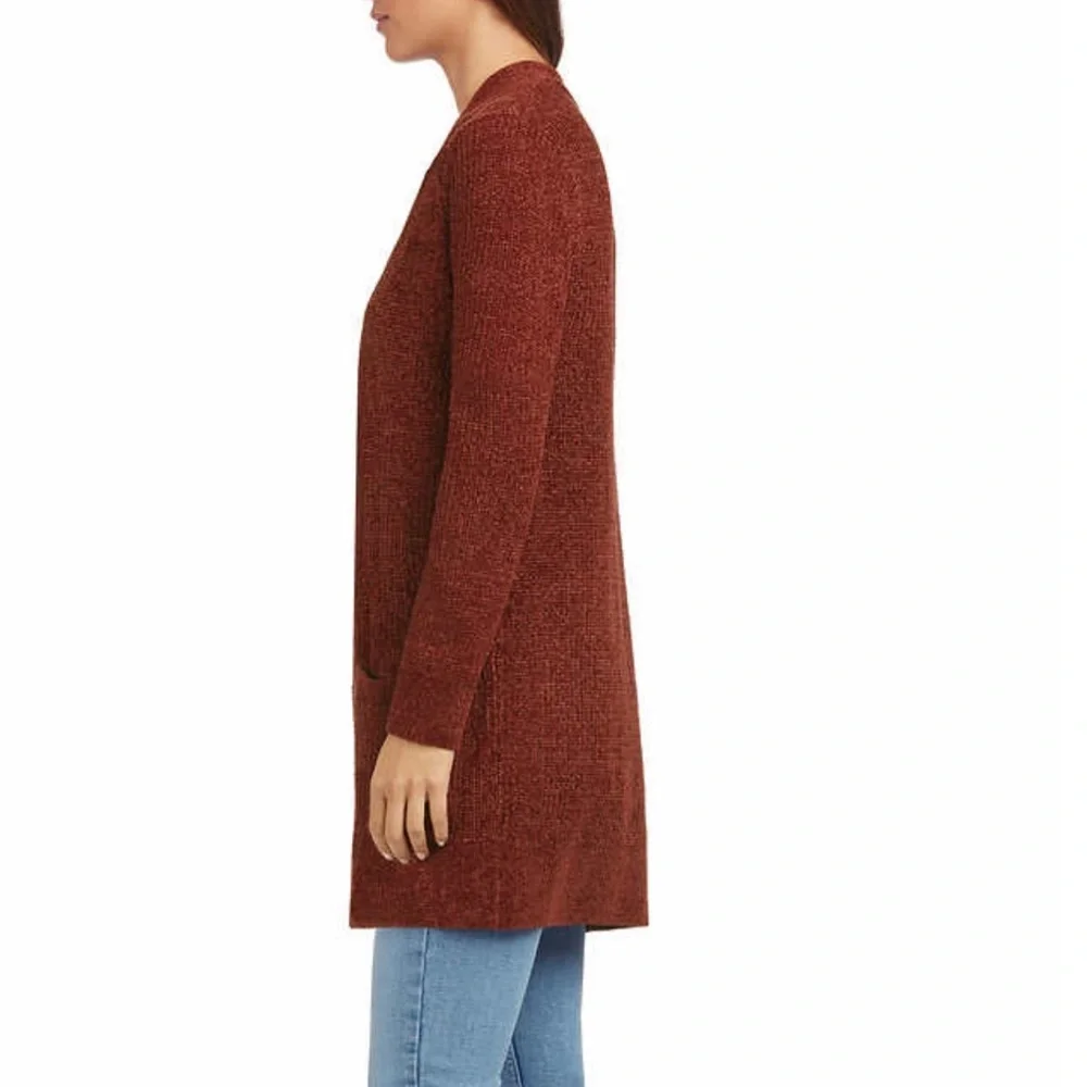 Women’s Long Cardigan Matty M Chenille Sweater w/ Pockets Size M, L, XL, XXL Red